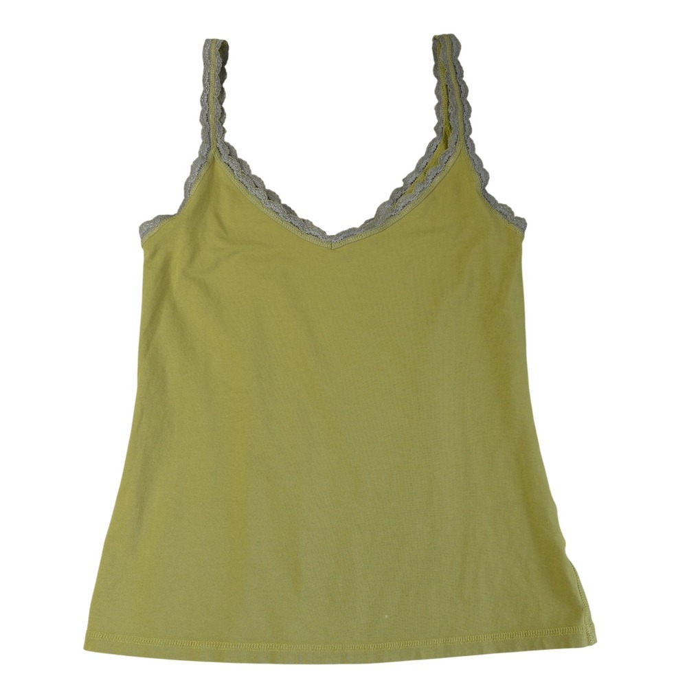 Vintage Y2K Womens Secret Cami Top Medium Green Lace‎ Trim Fairy Indie Boho Tank